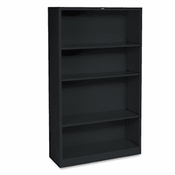 HONS60ABCP Metal Bookcase, 4 Shelves, 34-1/2w x 12-5/8d x 59h, Black By HON COMPANY