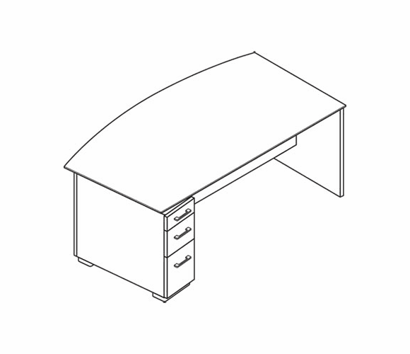 HONVN070LK15NN Announce Left Pedestal Desk, Glass Modesty Panel, 72w x 36d, Mahogany By HON COMPANY