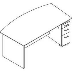 HONVN070RK15FF Announce Right Pedestal Desk, Glass Modesty Panel, 72w x 36d, Shaker Cherry By HON COMPANY