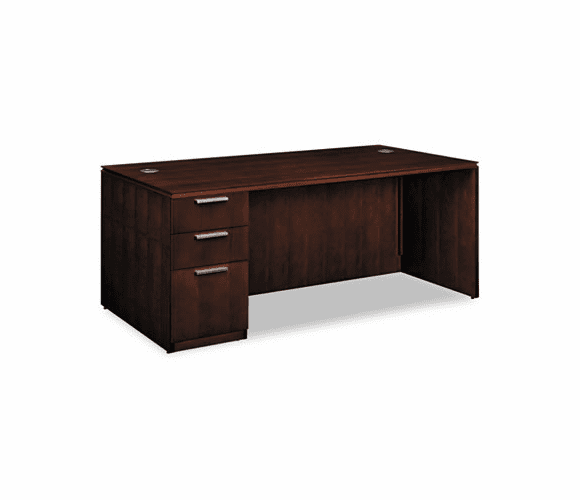 HONVW076LC1Z9FF Arrive Single Pedestal Veneer Desk, Left, Shaker Cherry, 72w x 36d x 29-1/2h By HON COMPANY