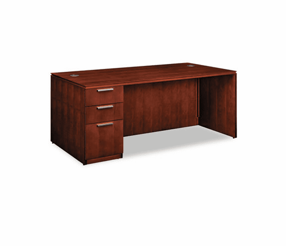 HONVW076LC1Z9JJ Arrive Single Pedestal Veneer Desk, Left, Henna Cherry, 72w x 36d x 29-1/2h By HON COMPANY