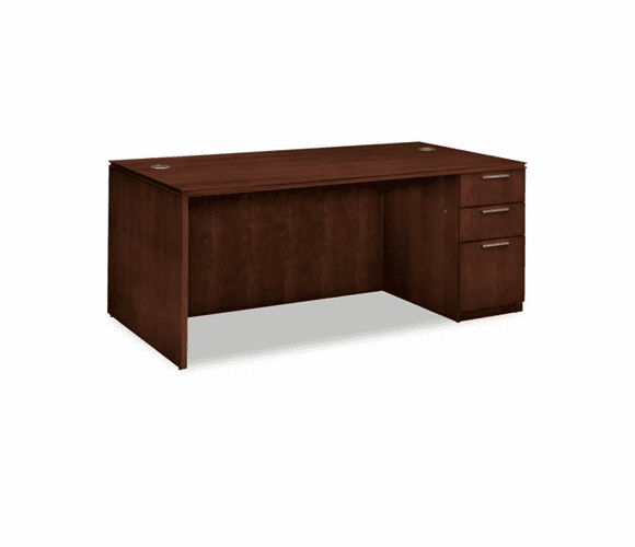 HONVW076RC1Z9FF Arrive Single Pedestal Veneer Desk, Right, Shaker Cherry, 72w x 36d x 29-1/2h By HON COMPANY