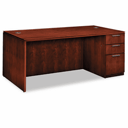 HONVW076RC1Z9JJ Arrive Single Pedestal Veneer Desk, Right, Henna Cherry, 72w x 36d x 29-1/2h By HON COMPANY