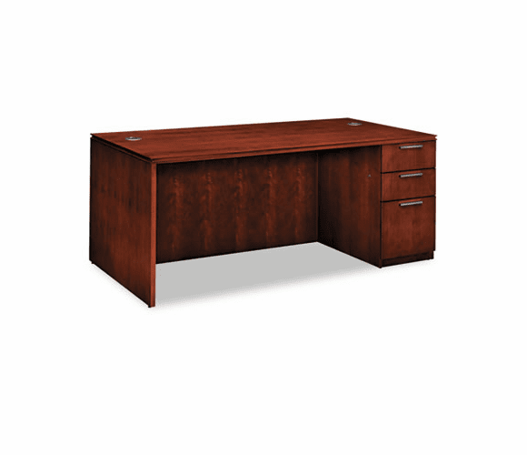 HONVW076RC1Z9JJ Arrive Single Pedestal Veneer Desk, Right, Henna Cherry, 72w x 36d x 29-1/2h By HON COMPANY