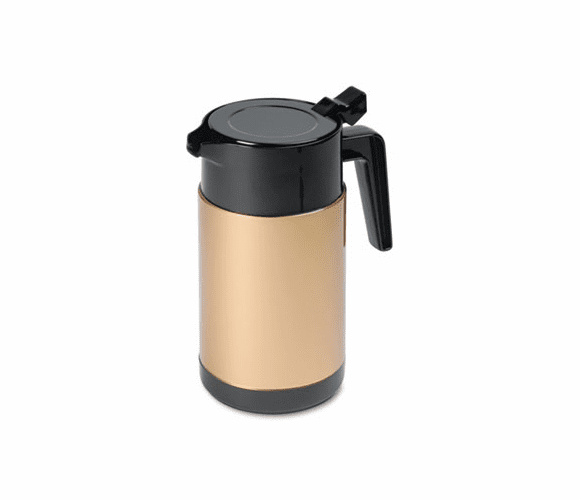 HOR4924 Poly Lined Carafe, Wide Mouth w/Snap-off Lid, 40 oz., Capacity, Black/Gold By HORMEL CORP