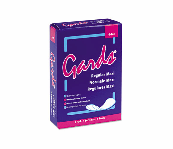 HOS4147 Gards Maxi Pads, #4, 250 Individually Boxed Napkins/Carton By HOSPECO