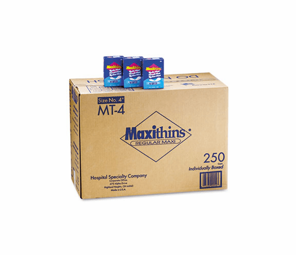 HOSMT4 Maxithins Thin, Full Protection Pads, 250 Individually Boxed Napkins/Carton By HOSPECO