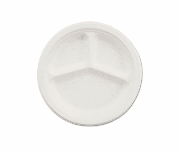 HTMVESTRYCT Paper Dinnerware, 3-Compartment Plate, 10-1/4" Diameter, White, 500/Carton By HUHTAMAKI