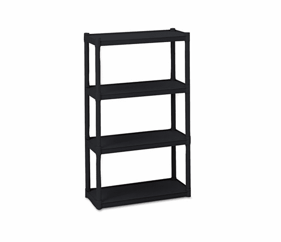 ICE20841 Rough N Ready 4 Shelf Open Storage System, Resin, 32w x 13d x 54h, Black By ICEBERG ENTERPRISES