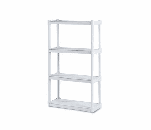 ICE20843 Rough N Ready 4 Shelf Open Storage System, Resin, 32w x 13d x 54h, Platinum By ICEBERG ENTERPRISES