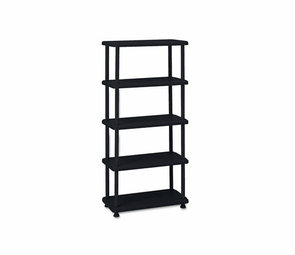 ICE20851 Rough N Ready 5 Shelf Open Storage System, Resin, 36w x 18d x 74h, Black By ICEBERG ENTERPRISES