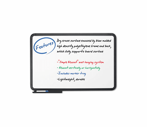 ICE37031 Ingenuity Dry Erase Board, Resin Frame with Tray, 36 x 24, Black By ICEBERG ENTERPRISES