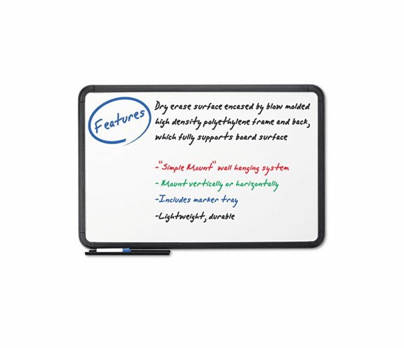 ICE37061 Ingenuity Dry Erase Board, Resin Frame with Tray, 66 x 42, Black By ICEBERG ENTERPRISES