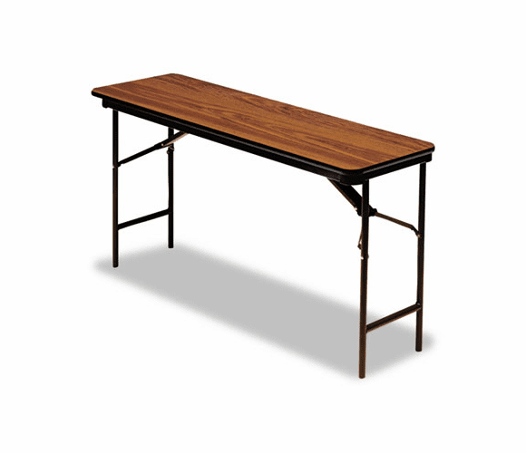 ICE55275 Premium Wood Laminate Folding Table, Rectangular, 60w x 18d x 29h, Oak By ICEBERG ENTERPRISES