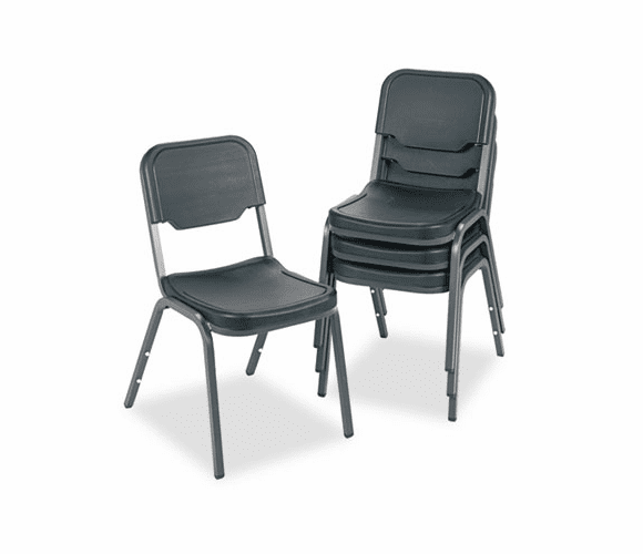 ICE64011 Rough N Ready Original Stack Chair, Resin, Black, 4/Carton By ICEBERG ENTERPRISES