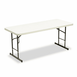 ICE65623 IndestrucTable TOO Adj Hgt Resin Folding Table, 72w x 30d x 25-35h, Platinum By ICEBERG ENTERPRISES