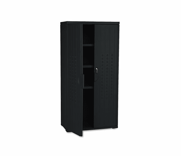 ICE92551 OfficeWorks Resin Storage Cabinet, 33w x 18d x 66h, Black By ICEBERG ENTERPRISES