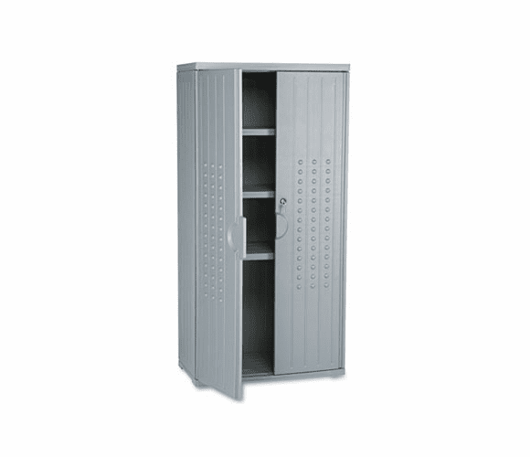 ICE92552 OfficeWorks Resin Storage Cabinet, 33w x 18d x 66h, Charcoal By ICEBERG ENTERPRISES