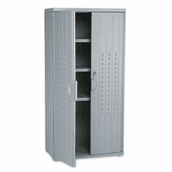 ICE92552 OfficeWorks Resin Storage Cabinet, 33w x 18d x 66h, Charcoal By ICEBERG ENTERPRISES