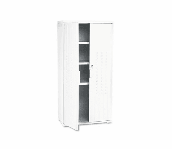 ICE92553 OfficeWorks Resin Storage Cabinet, 33w x 18d x 66h, Platinum By ICEBERG ENTERPRISES