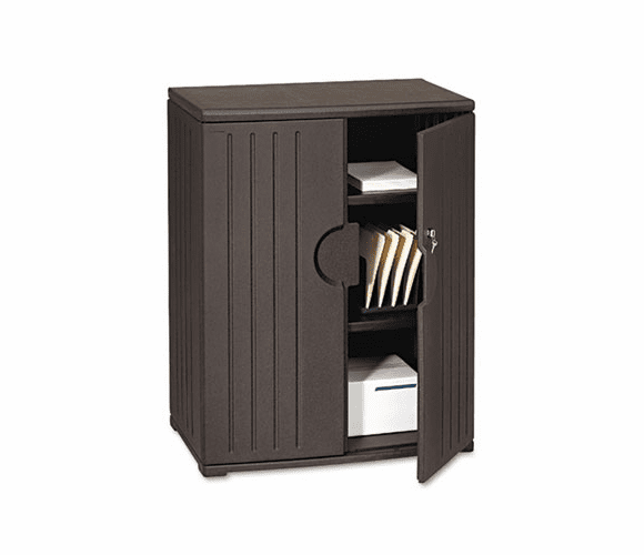 ICE92561 OfficeWorks Resin Storage Cabinet, 36w x 22d x 46h, Black By ICEBERG ENTERPRISES
