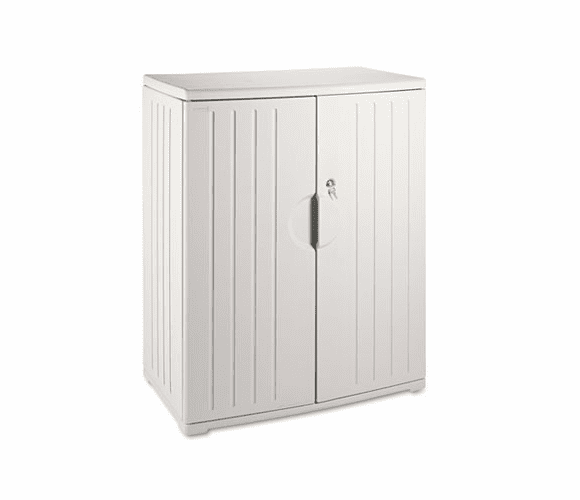 ICE92563 OfficeWorks Resin Storage Cabinet, 36w x 22d x 46h, Platinum By ICEBERG ENTERPRISES