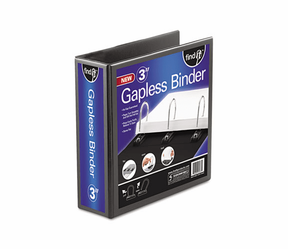 IDEFT07073 Gapless Loop Ring View Binder, 11 x 8-1/2, 3" Capacity, Black By IDEASTREAM CONSUMER PRODUCTS
