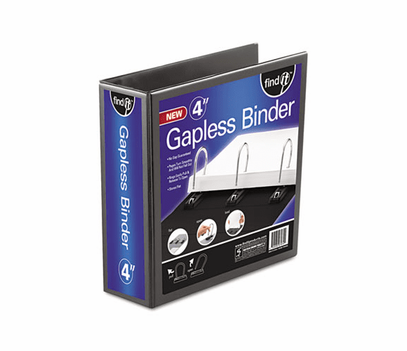 IDEFT07074 Gapless Loop Ring View Binder, 11 x 8-1/2, 4" Capacity, Black By IDEASTREAM CONSUMER PRODUCTS