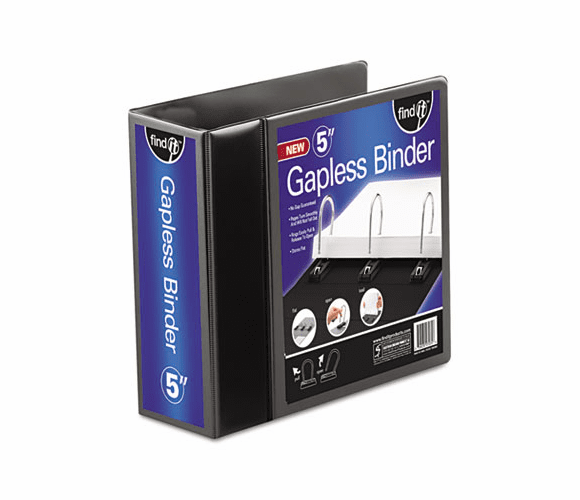 IDEFT07075 Gapless Loop Ring View Binder, 11 x 8-1/2, 5" Capacity, Black By IDEASTREAM CONSUMER PRODUCTS