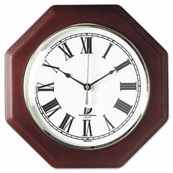 ILC67207010 Octagon Mahogany Quartz Clock, 12 in, Mahogany By CHICAGO LIGHTHOUSE FOR THE BLIND