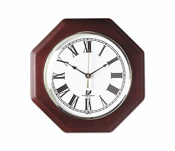 ILC67207010 Octagon Mahogany Quartz Clock, 12 in, Mahogany By CHICAGO LIGHTHOUSE FOR THE BLIND