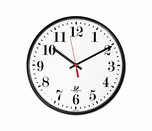 ILC67300002 Quartz Slimline Clock, 12-3/4in, Black By CHICAGO LIGHTHOUSE FOR THE BLIND
