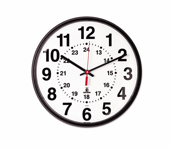 ILC67300040 Quartz 12-24 Hour Wall Clock, 12-3/4in, Black, 1 AA Battery By CHICAGO LIGHTHOUSE FOR THE BLIND