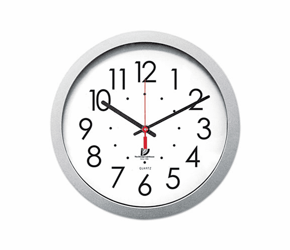 ILC67818003 Quartz Flat Rim Clock, 13-1/4in, Silver By CHICAGO LIGHTHOUSE FOR THE BLIND