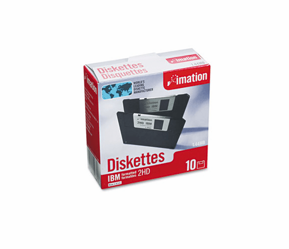 IMN12881 3.5" Floppy Diskettes, IBM-Formatted, DS/HD, 10/Box By IMATION