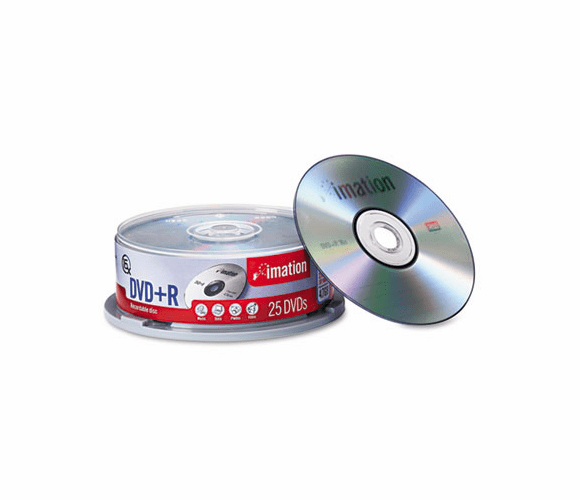 IMN17194 DVD+R Discs, 4.7GB, 16x, Spindle, Silver, 25/Pack By IMATION