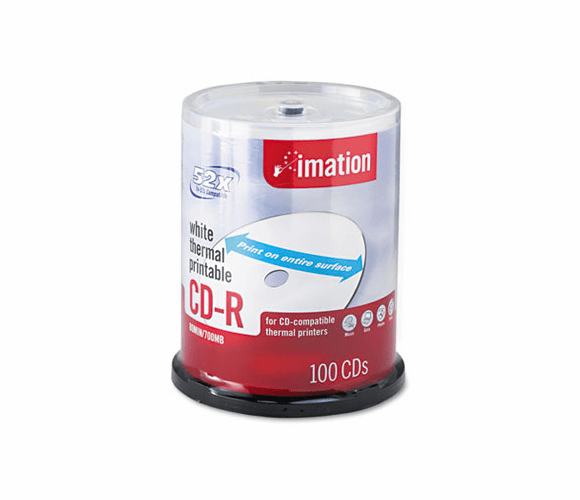 IMN17274 CD-R Discs, 700MB/80min, 52x, Spindle, White, 100/Pack By IMATION