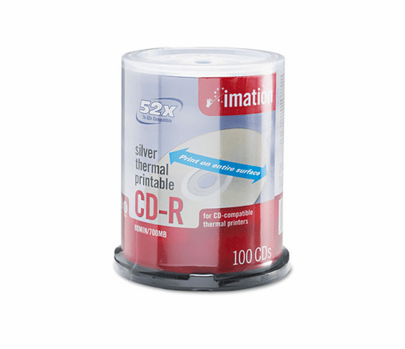 IMN17276 CD-R Discs, 700MB/80min, 52x, Spindle, Silver, 100/Pack By IMATION