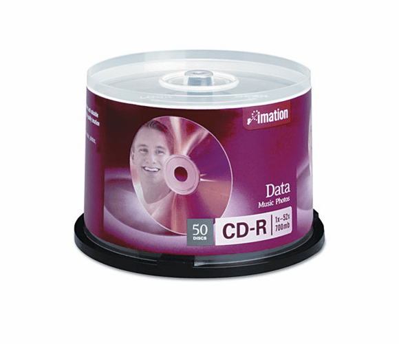 IMN17301 CD-R Discs, 700MB/80min, 52x, Spindle, Silver, 50/Pack By IMATION