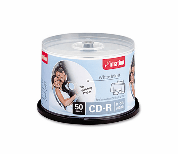 IMN17304 CD-R Discs, 700MB/80min, 52x, Spindle, Matte White, 50/Pack By IMATION