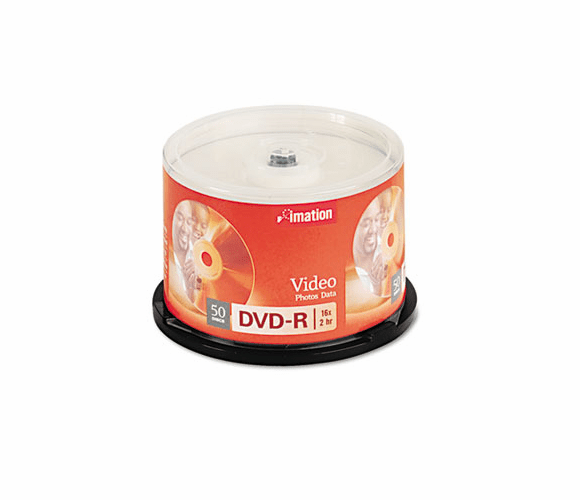 IMN17341 DVD-R Discs, 4.7GB, 16x, Spindle, Silver, 50/Pack By IMATION
