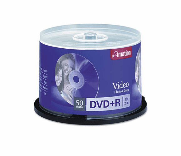 IMN17343 DVD+R Recordable Discs on Spindle, 4.7GB, Silver, 50/Pack By IMATION