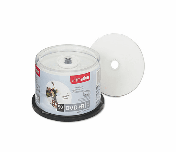 IMN17353 DVD+R Discs, 4.7GB, 16x, Spindle, White, 50/Pack By IMATION