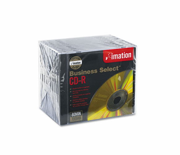 IMN17355 Business Select CD-R Discs, 700MB/80min, 52x, Jewel Cases, Gold, 10/Pack By IMATION