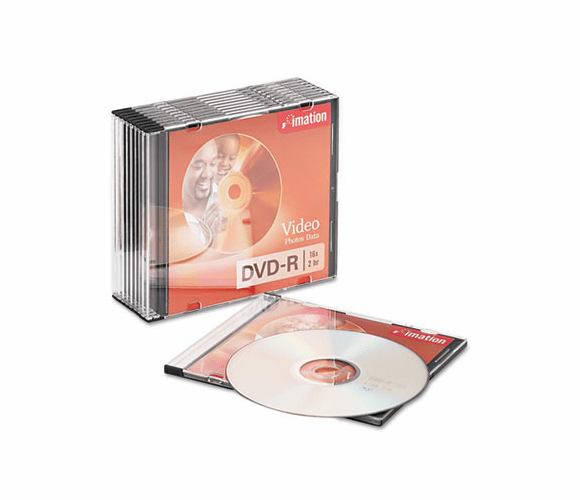 IMN17619 DVD-R Discs, 4.7GB, 16x, Slim Jewel Cases, Silver, 10/Pack By IMATION