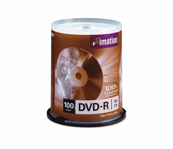 IMN18059 DVD-R Discs, 4.7GB, 16x, Spindle, Silver, 100/Pack By IMATION