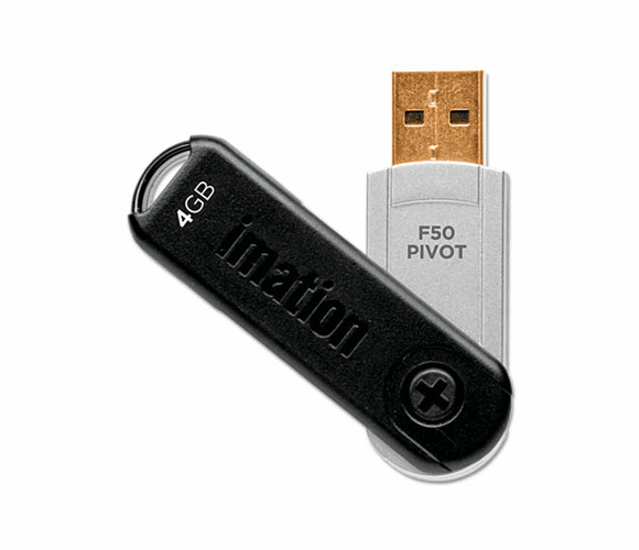 IMN18410 Defender F50 Pivot USB Flash Drive, 4GB By IMATION