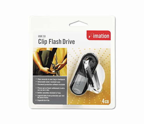 IMN26309 Clip USB Flash Drive, 4GB By IMATION