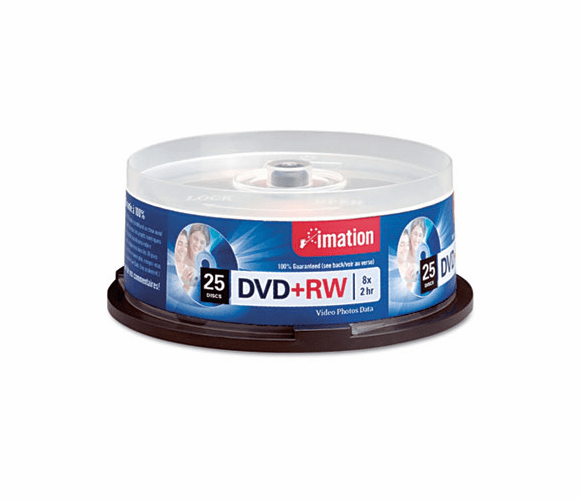 IMN27134 DVD+RW Discs, 4.7GB, 8x, Spindle, Silver, 25/Pack By IMATION