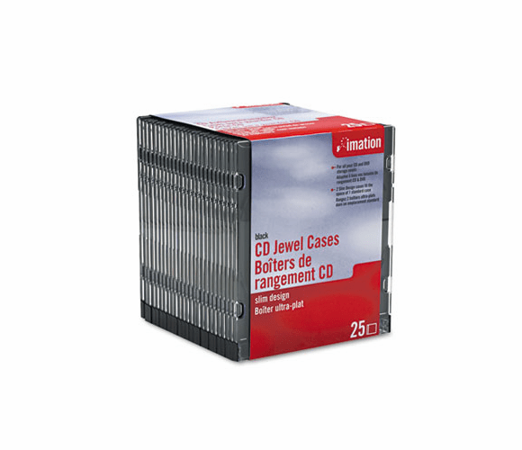 IMN41017 CD/DVD Slim Line Jewel Case, Clear/Black, 25/Pack By IMATION